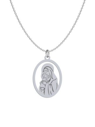 Srebrny Naszyjnik z Medalikiem Matki Boskiej i Dzieciątka Jezus - [] - In Gloria