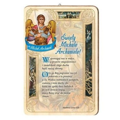 Modlitwa do św. Michała Archanioła. Obrazek na drewnie - [] - In Gloria