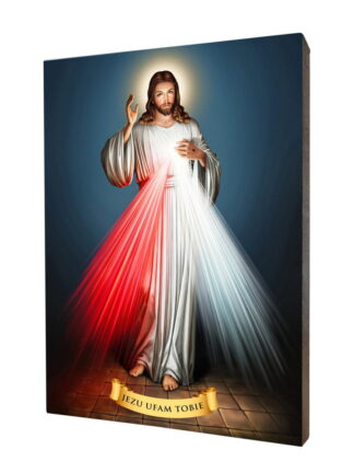 Jezus Miłosierny - obraz religijny na desce lipowej - [] - In Gloria