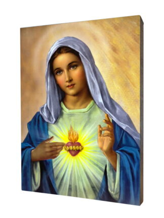 Serce Maryi - obraz religijny na desce lipowej - [] - In Gloria