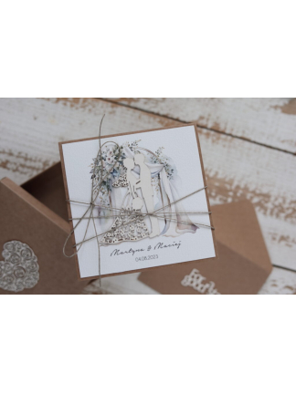 Wyjątkowa personalizowana kartka na ślub ręcznie robiona z życzeniami - In Gloria