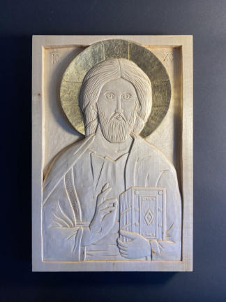 Jezus Chrystus Pantokrator (3) | Ręcznie Rzeźbiona Ikona - In Gloria
