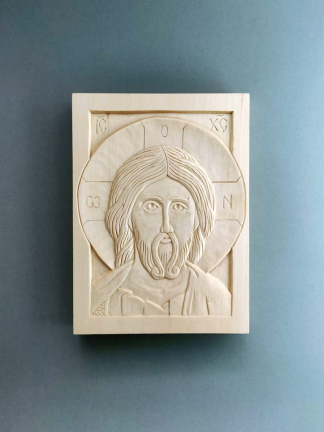 Jezus Chrystus Pantokrator | Ręcznie Rzeźbiona Ikona - In Gloria