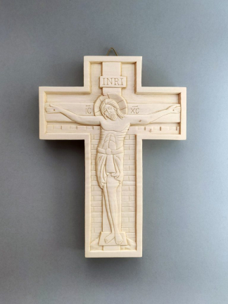 Drewniany Krucyfiks | Ręcznie Rzeźbiona Ikona - In Gloria