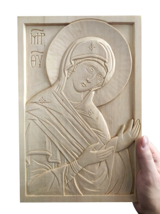 Matka Boska | Theotokos | Ręcznie Rzeźbiona Ikona - In Gloria