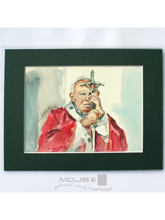 Jan Paweł II – akwarela 18 x 24 - In Gloria