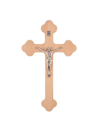Drewniany klasyczny krzyż z pasyjką 18cm - In Gloria
