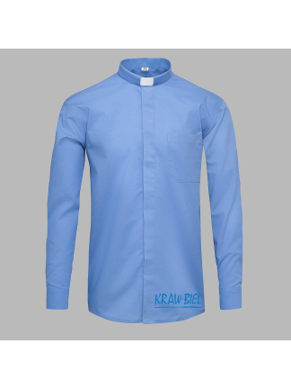 Koszula kapłańska z koloratką, długi rękaw – ciemnoniebieska - In Gloria