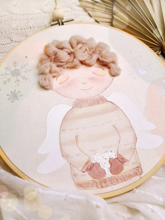 zimowy obrazek z aniołkiem, Anioł Stróż na pamiątkę Chrztu dla dziecka - In Gloria