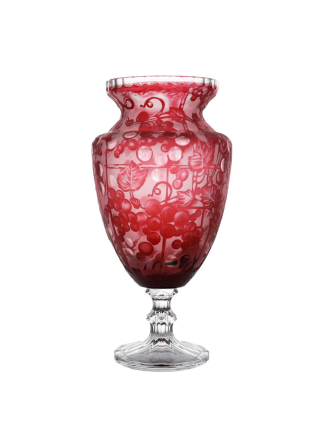Kryształowy wazon na nodze winorośl rubin - In Gloria